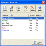 Time Off Reasons
